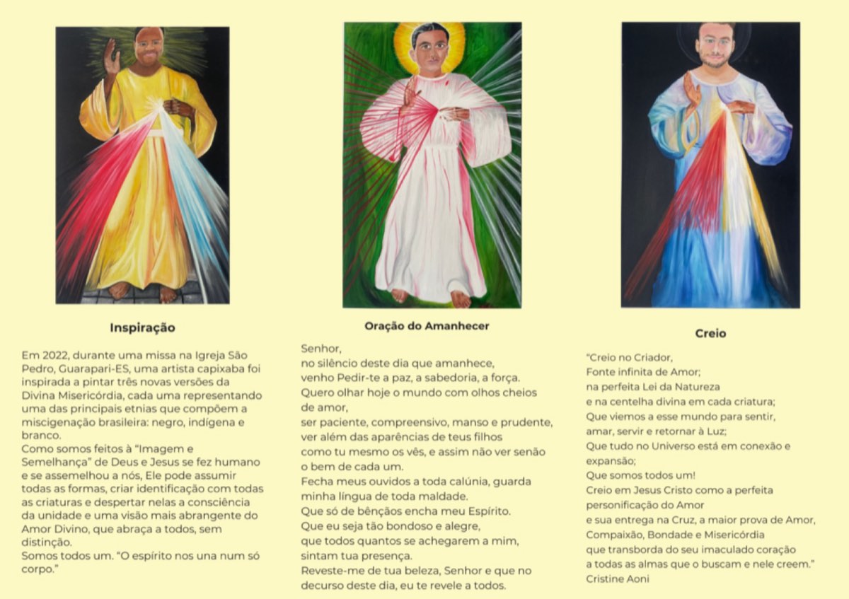 Página ilustrada com três imagens de Jesus e textos de reflexão